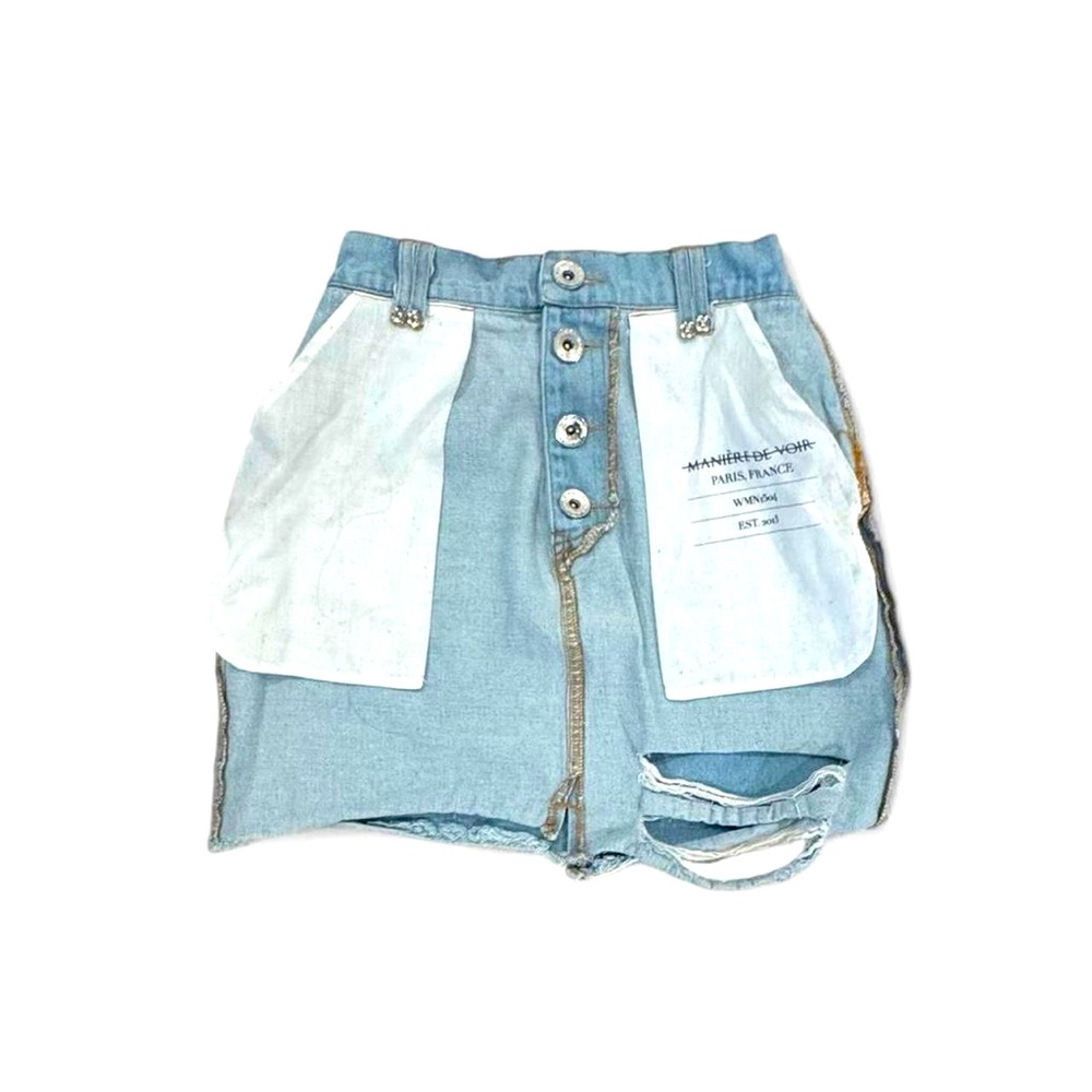 Maniere De Voir Light Blue Jean Shorts